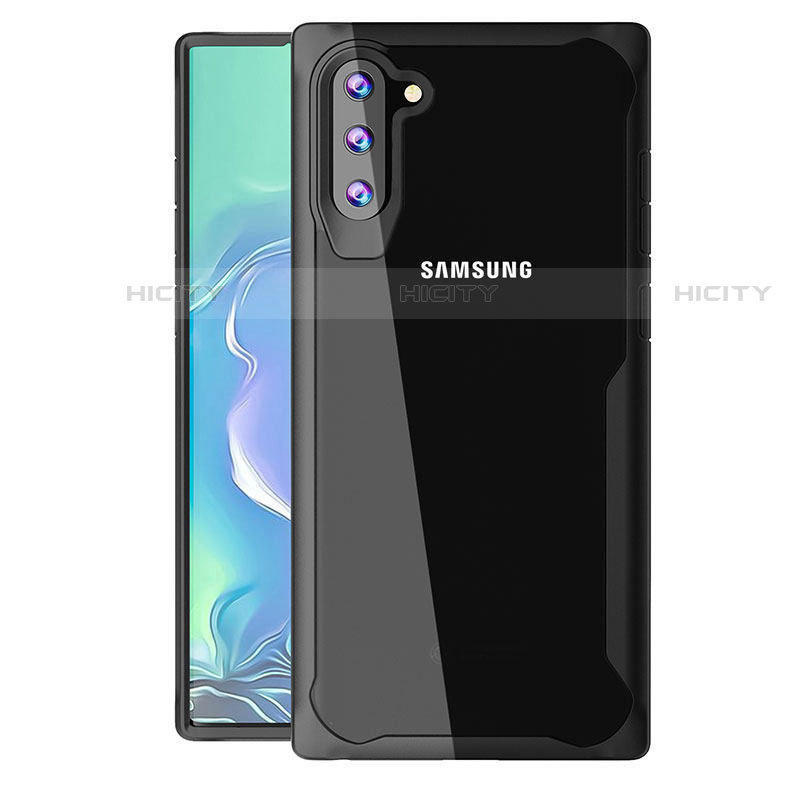 Silikon Schutzhülle Rahmen Tasche Hülle Durchsichtig Transparent Spiegel M02 für Samsung Galaxy Note 10 5G Schwarz