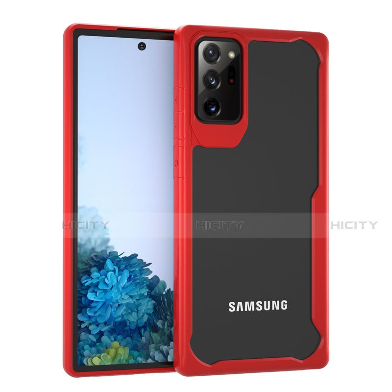 Silikon Schutzhülle Rahmen Tasche Hülle Durchsichtig Transparent Spiegel M02 für Samsung Galaxy Note 20 Ultra 5G Rot Plus
