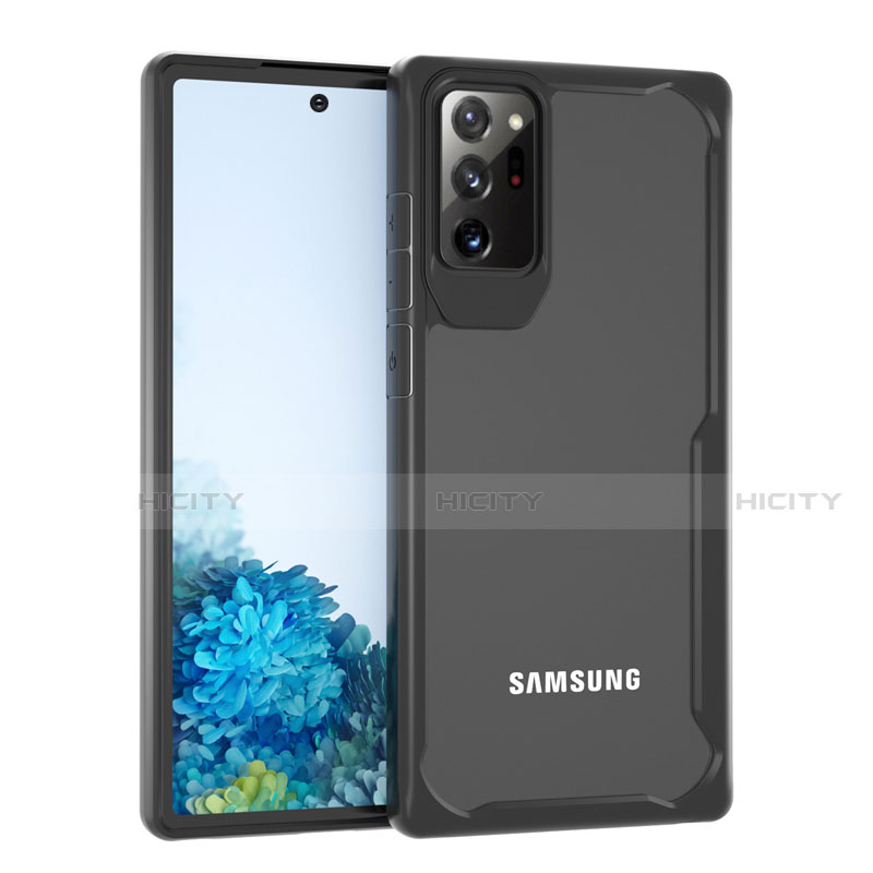 Silikon Schutzhülle Rahmen Tasche Hülle Durchsichtig Transparent Spiegel M02 für Samsung Galaxy Note 20 Ultra 5G Schwarz Plus
