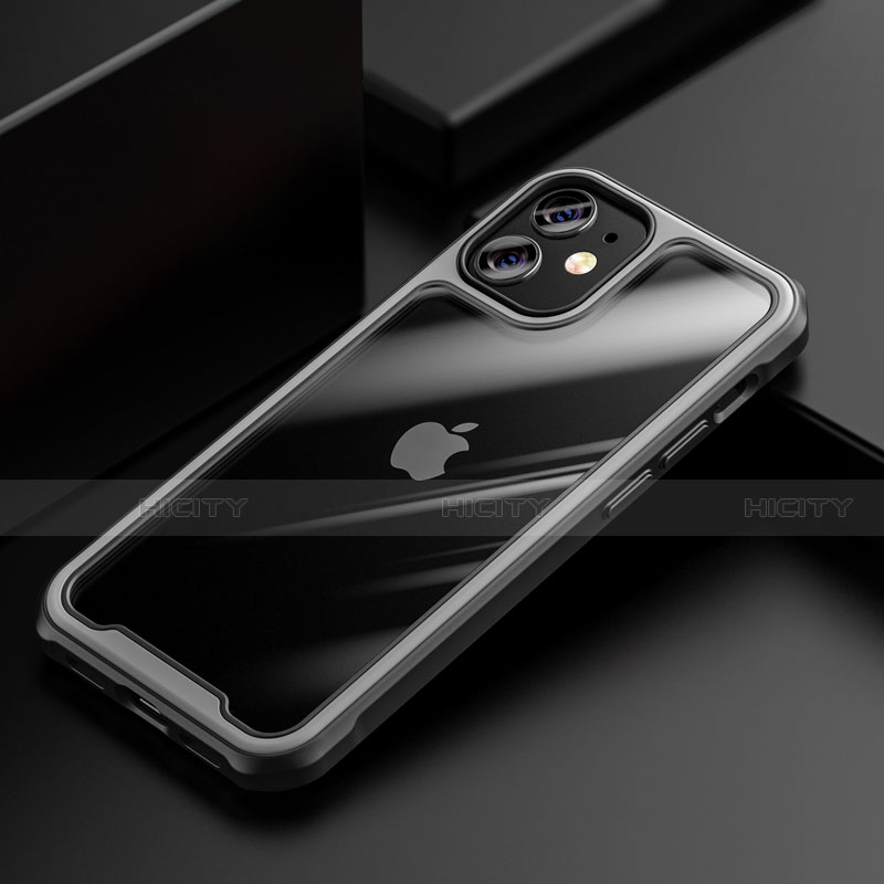 Silikon Schutzhülle Rahmen Tasche Hülle Durchsichtig Transparent Spiegel M03 für Apple iPhone 12 Mini Grau Plus