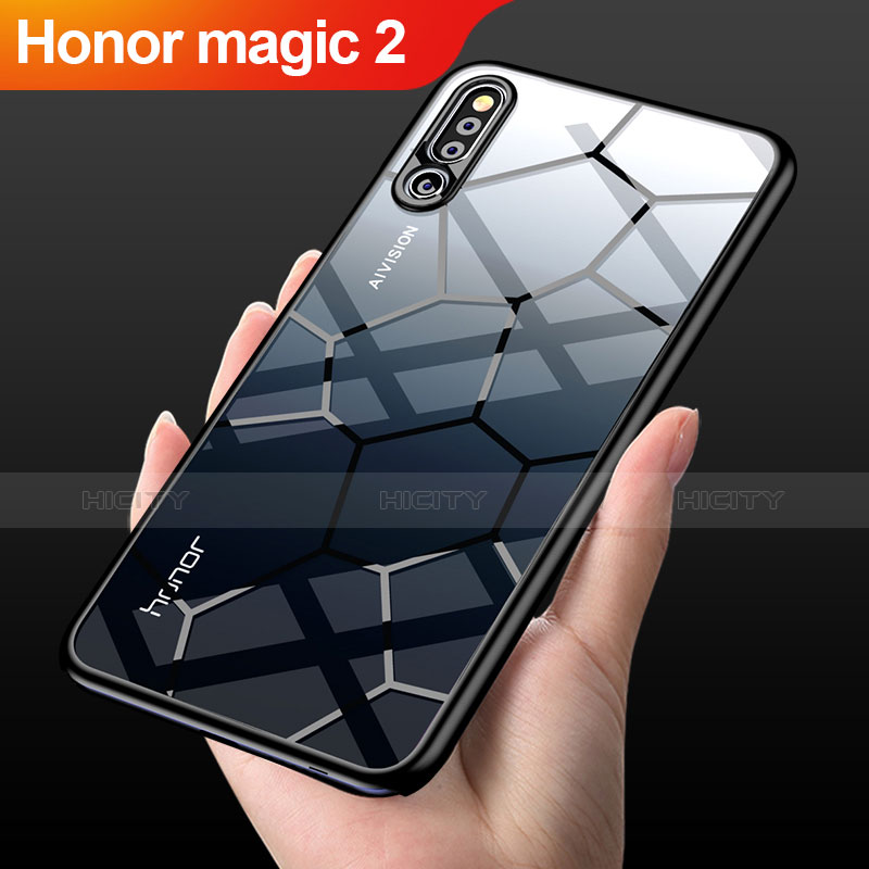 Silikon Schutzhülle Rahmen Tasche Hülle Durchsichtig Transparent Spiegel M03 für Huawei Honor Magic 2 Schwarz
