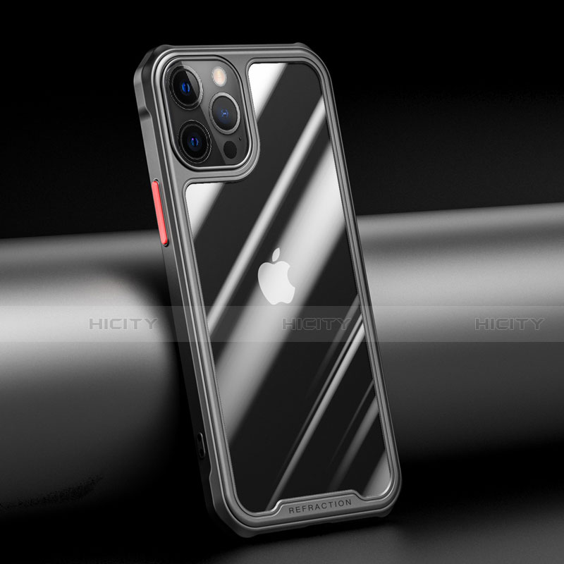 Silikon Schutzhülle Rahmen Tasche Hülle Durchsichtig Transparent Spiegel M04 für Apple iPhone 12 Pro Max Schwarz Plus
