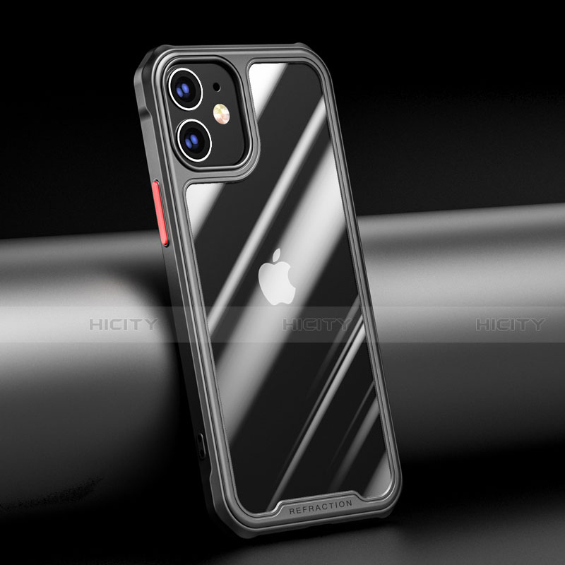 Silikon Schutzhülle Rahmen Tasche Hülle Durchsichtig Transparent Spiegel M04 für Apple iPhone 12 Schwarz Plus