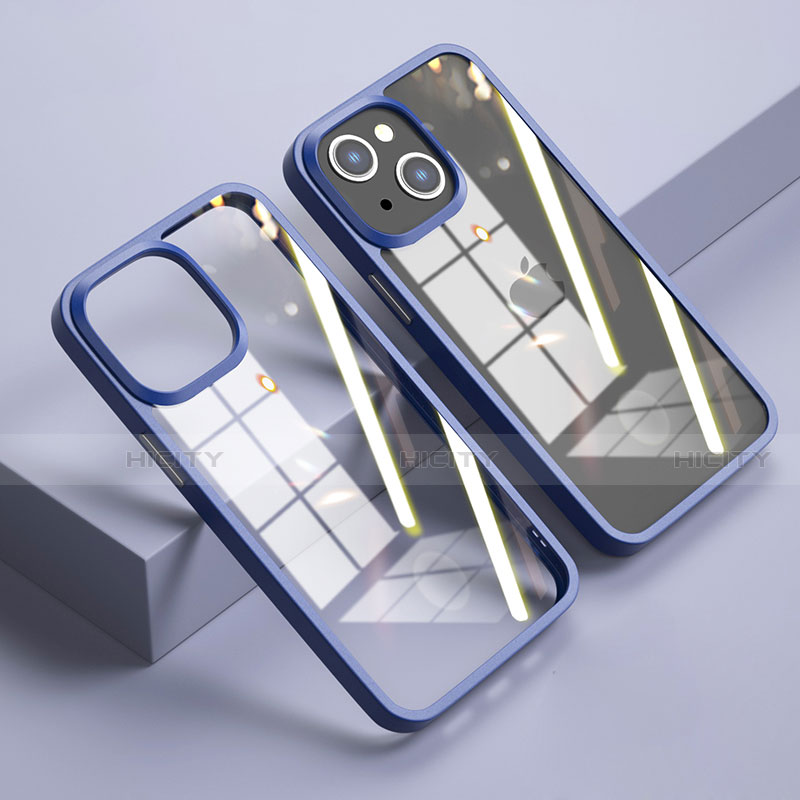 Silikon Schutzhülle Rahmen Tasche Hülle Durchsichtig Transparent Spiegel M04 für Apple iPhone 15 Plus