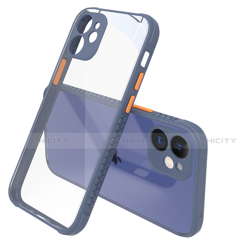 Silikon Schutzhülle Rahmen Tasche Hülle Durchsichtig Transparent Spiegel M05 für Apple iPhone 12 Lavendel Grau