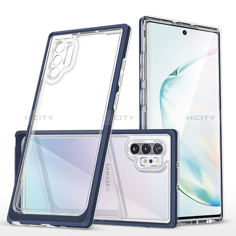 Silikon Schutzhülle Rahmen Tasche Hülle Durchsichtig Transparent Spiegel MQ1 für Samsung Galaxy Note 10 Plus 5G Blau