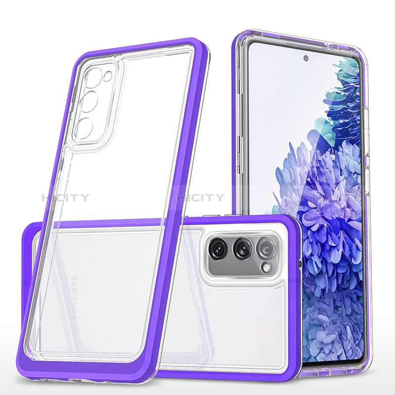 Silikon Schutzhülle Rahmen Tasche Hülle Durchsichtig Transparent Spiegel MQ1 für Samsung Galaxy S20 FE 5G Violett Plus