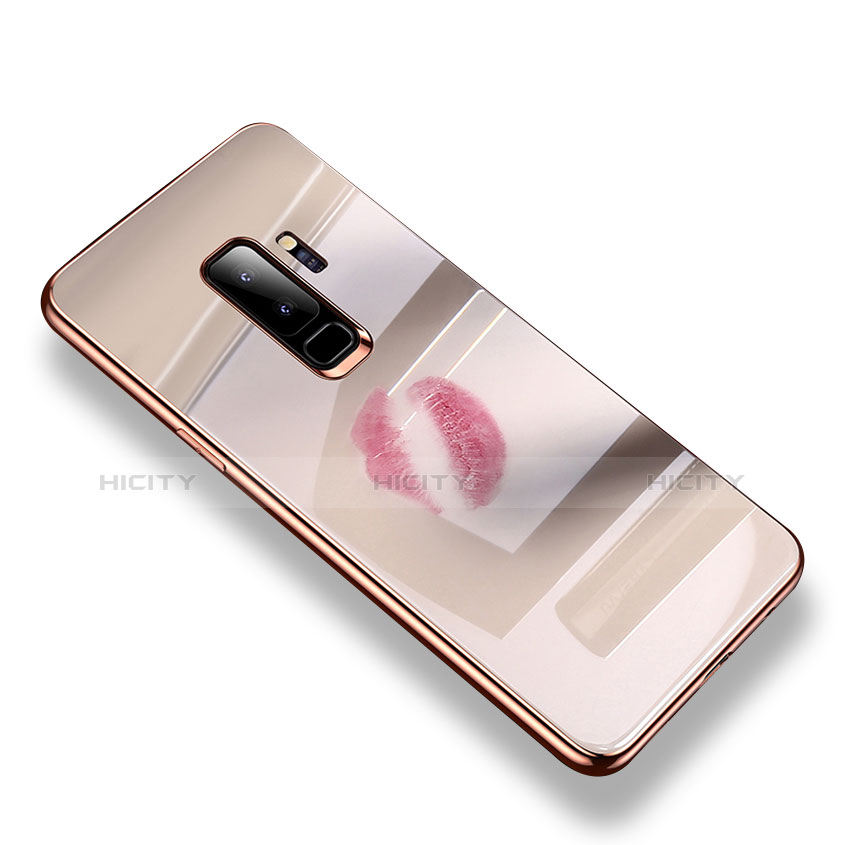 Silikon Schutzhülle Rahmen Tasche Hülle Durchsichtig Transparent Spiegel S01 für Samsung Galaxy S9 Plus Gold Plus