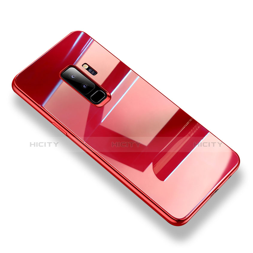 Silikon Schutzhülle Rahmen Tasche Hülle Durchsichtig Transparent Spiegel S01 für Samsung Galaxy S9 Plus Rot