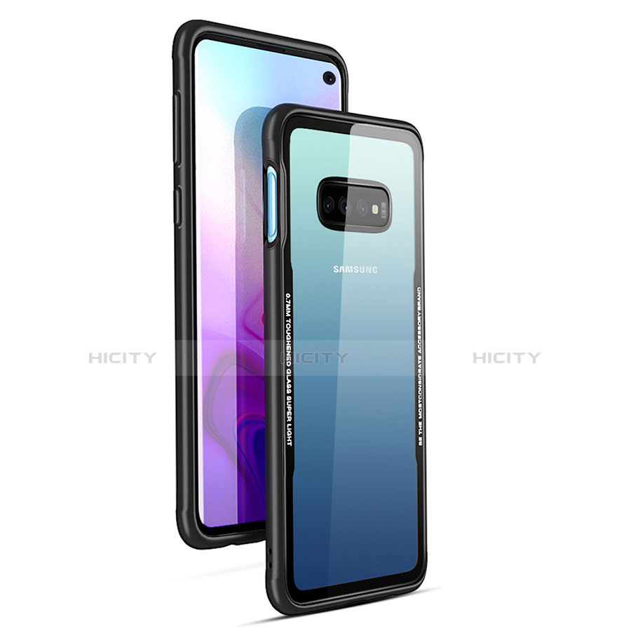 Silikon Schutzhülle Rahmen Tasche Hülle Durchsichtig Transparent Spiegel T01 für Samsung Galaxy S10 Schwarz Plus
