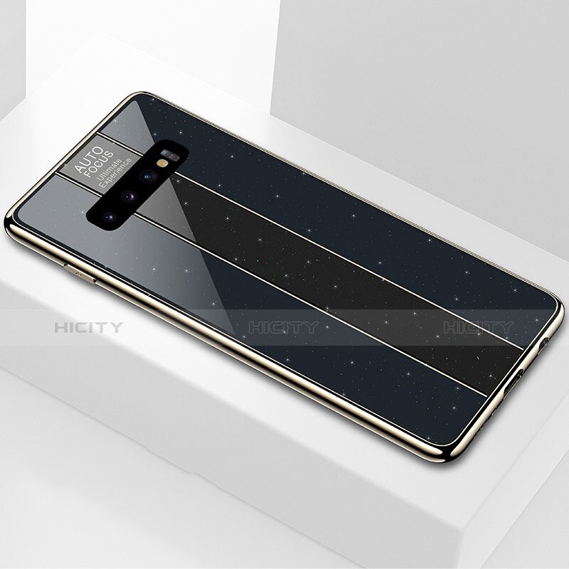 Silikon Schutzhülle Rahmen Tasche Hülle Spiegel A01 für Samsung Galaxy S10 Schwarz