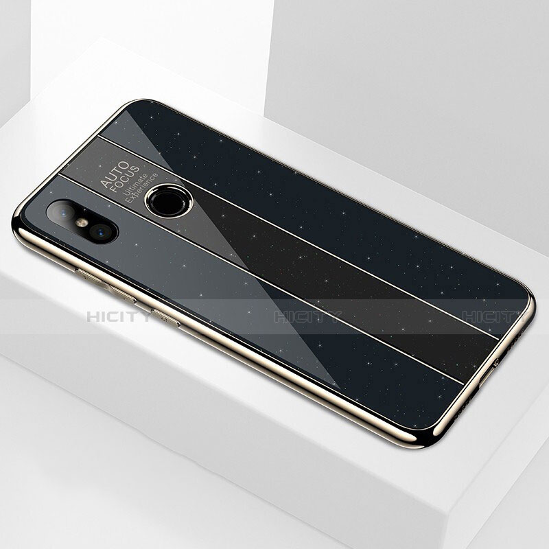 Silikon Schutzhülle Rahmen Tasche Hülle Spiegel A01 für Xiaomi Mi 8 Schwarz Plus