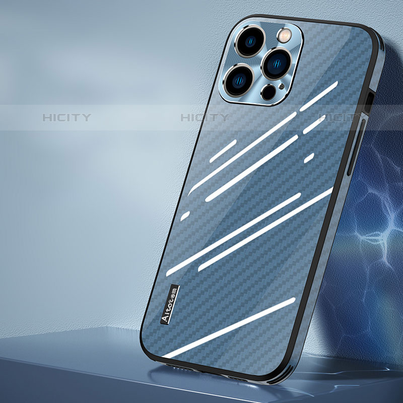 Silikon Schutzhülle Rahmen Tasche Hülle Spiegel AT1 für Apple iPhone 15 Pro Blau Plus