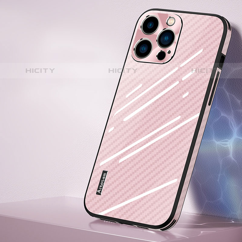 Silikon Schutzhülle Rahmen Tasche Hülle Spiegel AT1 für Apple iPhone 15 Pro Rosegold Plus