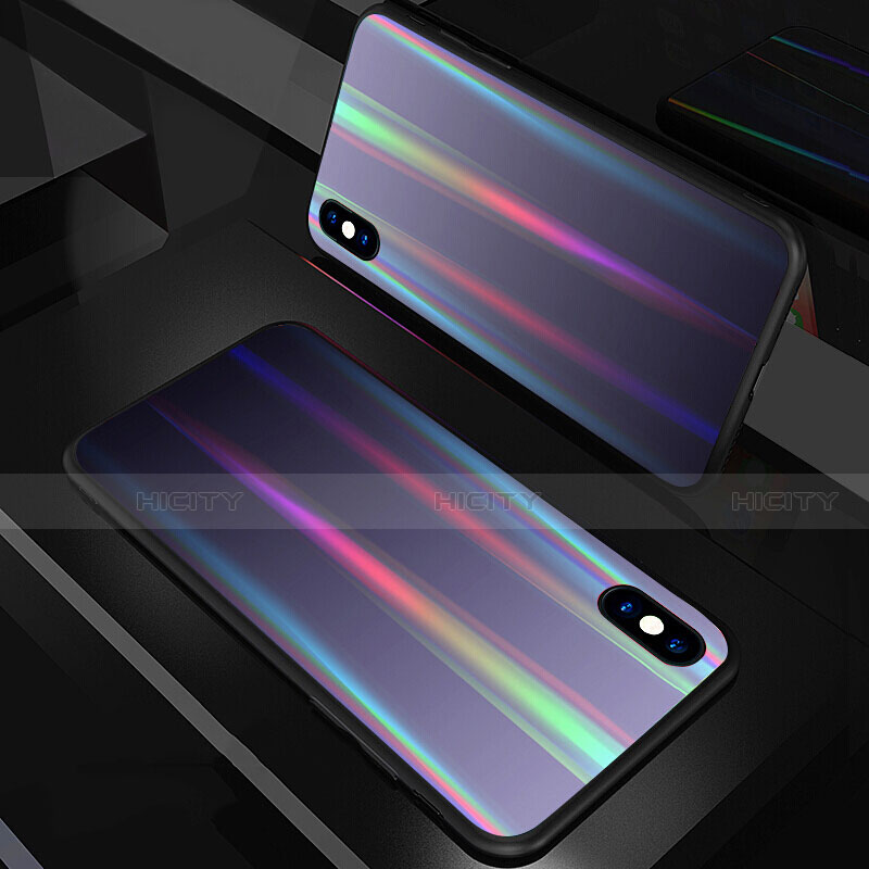Silikon Schutzhülle Rahmen Tasche Hülle Spiegel Farbverlauf Regenbogen A01 für Apple iPhone Xs Max