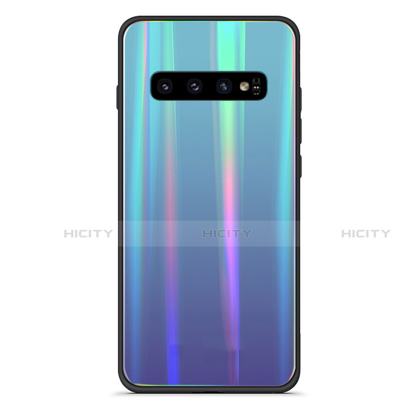 Silikon Schutzhülle Rahmen Tasche Hülle Spiegel Farbverlauf Regenbogen A02 für Samsung Galaxy S10 Plus