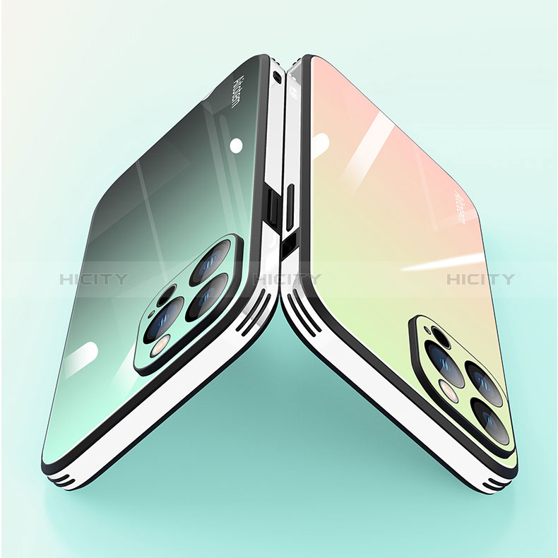 Silikon Schutzhülle Rahmen Tasche Hülle Spiegel Farbverlauf Regenbogen AT1 für Apple iPhone 13 Pro