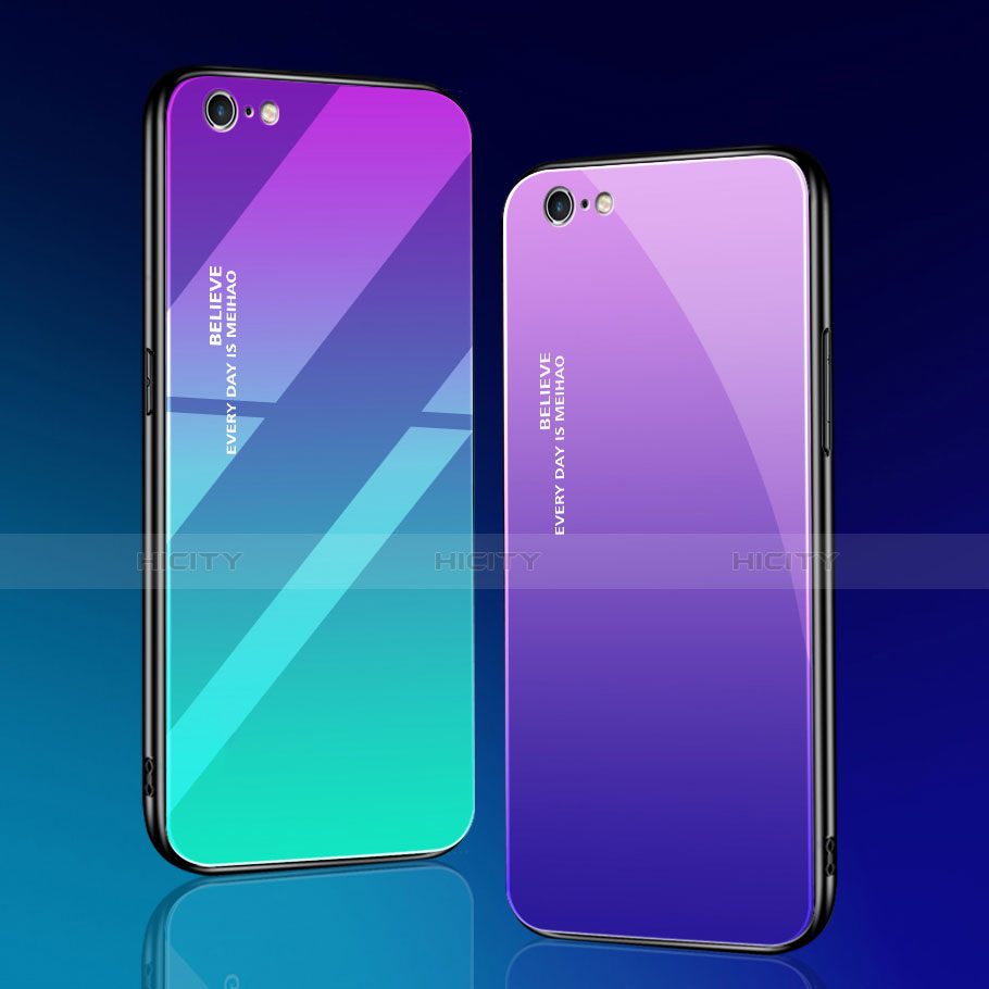 Silikon Schutzhülle Rahmen Tasche Hülle Spiegel Farbverlauf Regenbogen für Apple iPhone 6S Plus