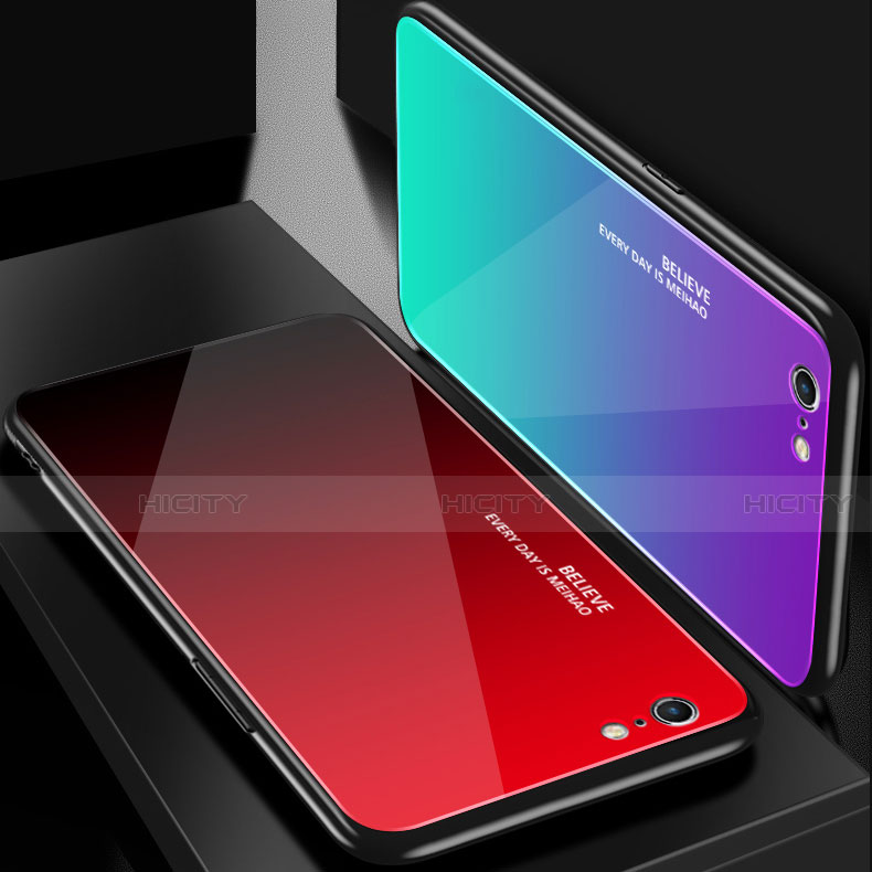 Silikon Schutzhülle Rahmen Tasche Hülle Spiegel Farbverlauf Regenbogen für Apple iPhone 6S Plus groß