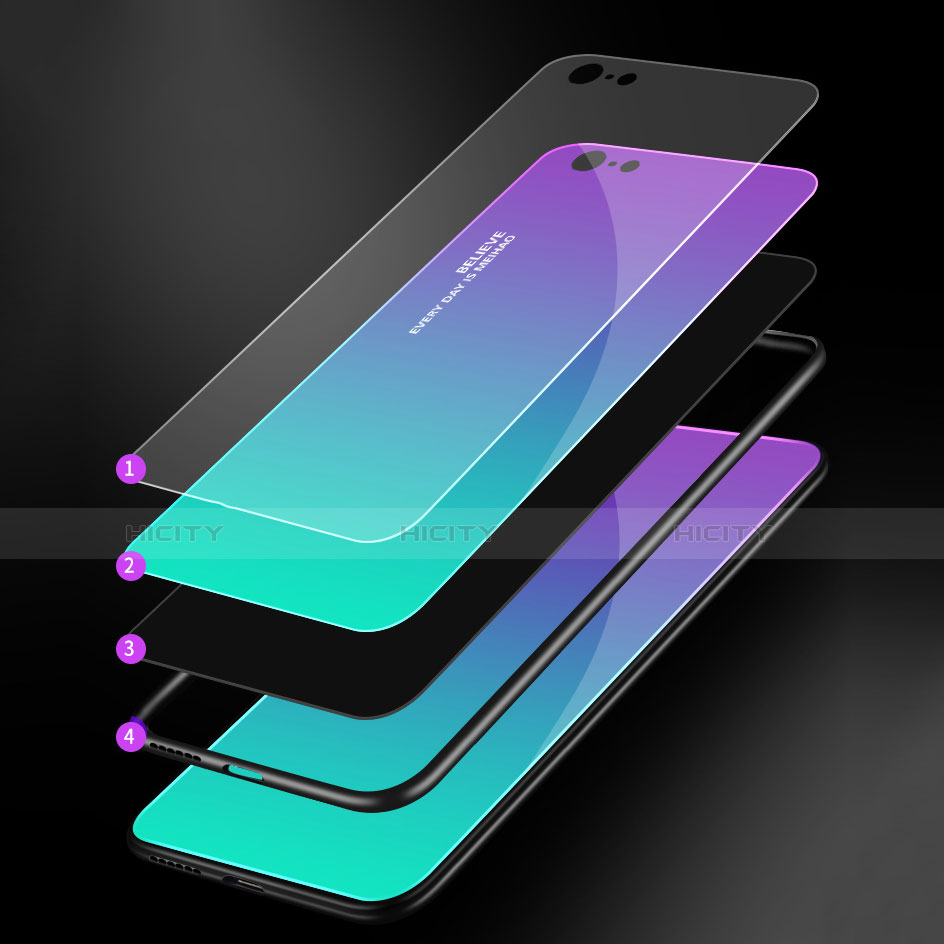 Silikon Schutzhülle Rahmen Tasche Hülle Spiegel Farbverlauf Regenbogen für Apple iPhone 6S Plus groß