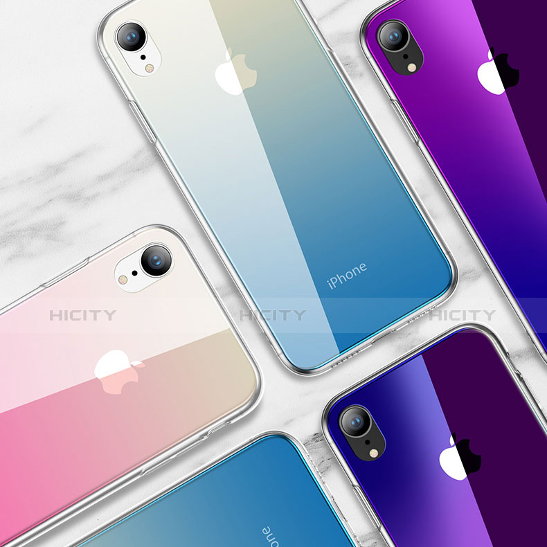 Silikon Schutzhülle Rahmen Tasche Hülle Spiegel Farbverlauf Regenbogen für Apple iPhone XR
