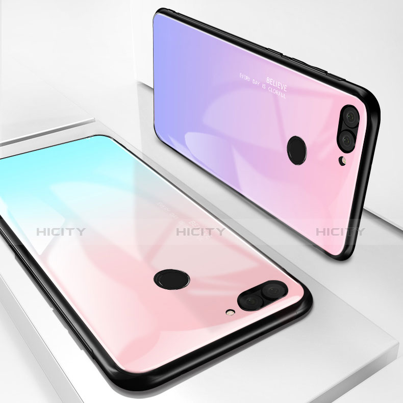 Silikon Schutzhülle Rahmen Tasche Hülle Spiegel Farbverlauf Regenbogen für Huawei Enjoy 7S groß