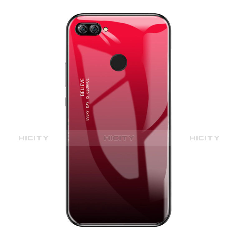 Silikon Schutzhülle Rahmen Tasche Hülle Spiegel Farbverlauf Regenbogen für Huawei Enjoy 7S Rot Plus