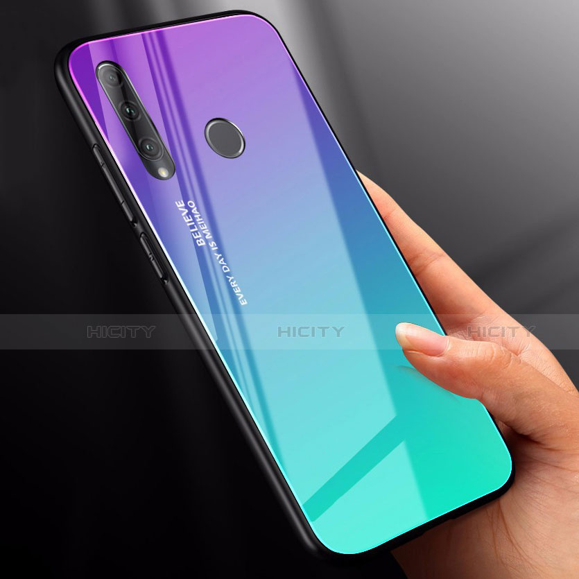 Silikon Schutzhülle Rahmen Tasche Hülle Spiegel Farbverlauf Regenbogen für Huawei Enjoy 9s groß