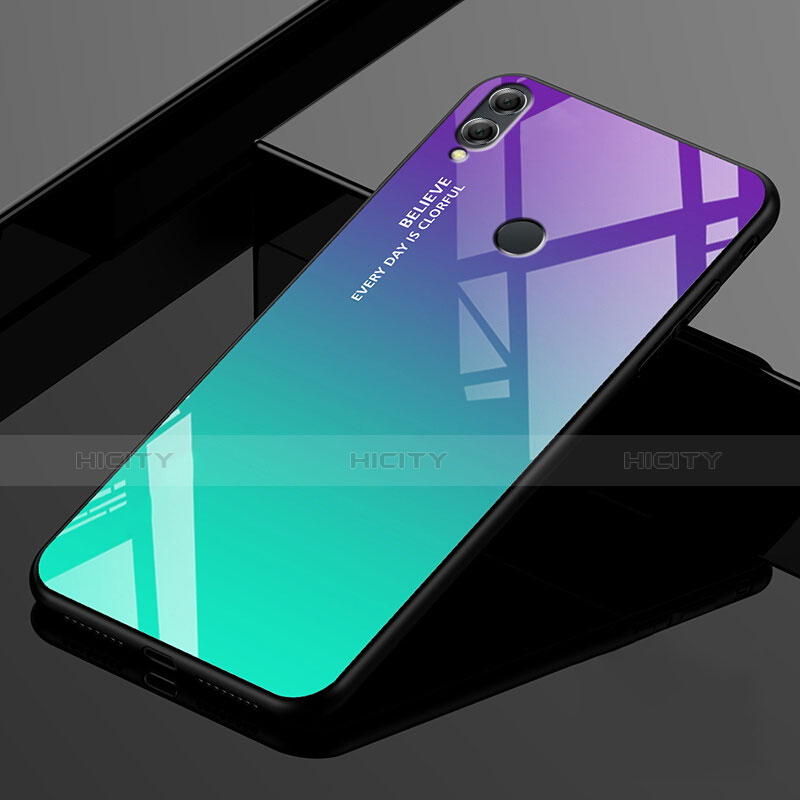 Silikon Schutzhülle Rahmen Tasche Hülle Spiegel Farbverlauf Regenbogen für Huawei Enjoy Max Grün Plus