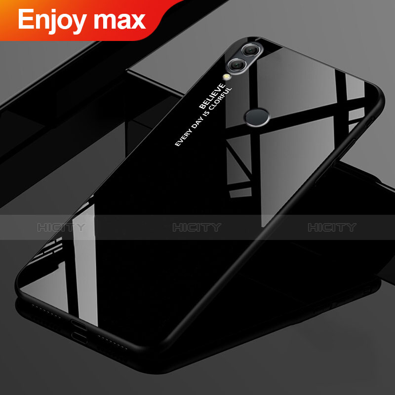 Silikon Schutzhülle Rahmen Tasche Hülle Spiegel Farbverlauf Regenbogen für Huawei Enjoy Max Schwarz Plus