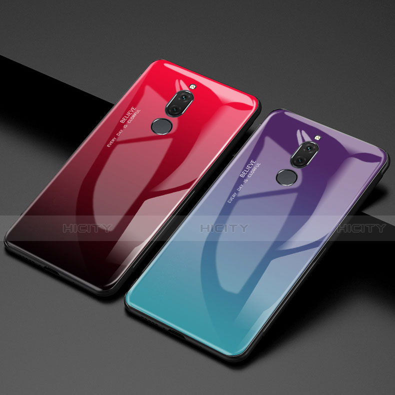 Silikon Schutzhülle Rahmen Tasche Hülle Spiegel Farbverlauf Regenbogen für Huawei G10 groß
