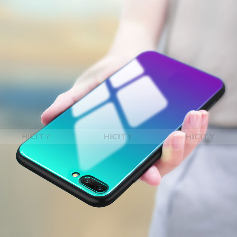 Silikon Schutzhülle Rahmen Tasche Hülle Spiegel Farbverlauf Regenbogen für Huawei Honor 10 groß