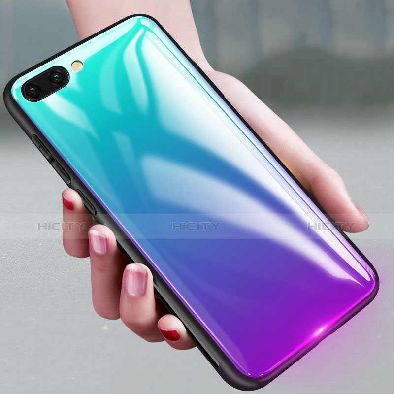 Silikon Schutzhülle Rahmen Tasche Hülle Spiegel Farbverlauf Regenbogen für Huawei Honor 10 groß