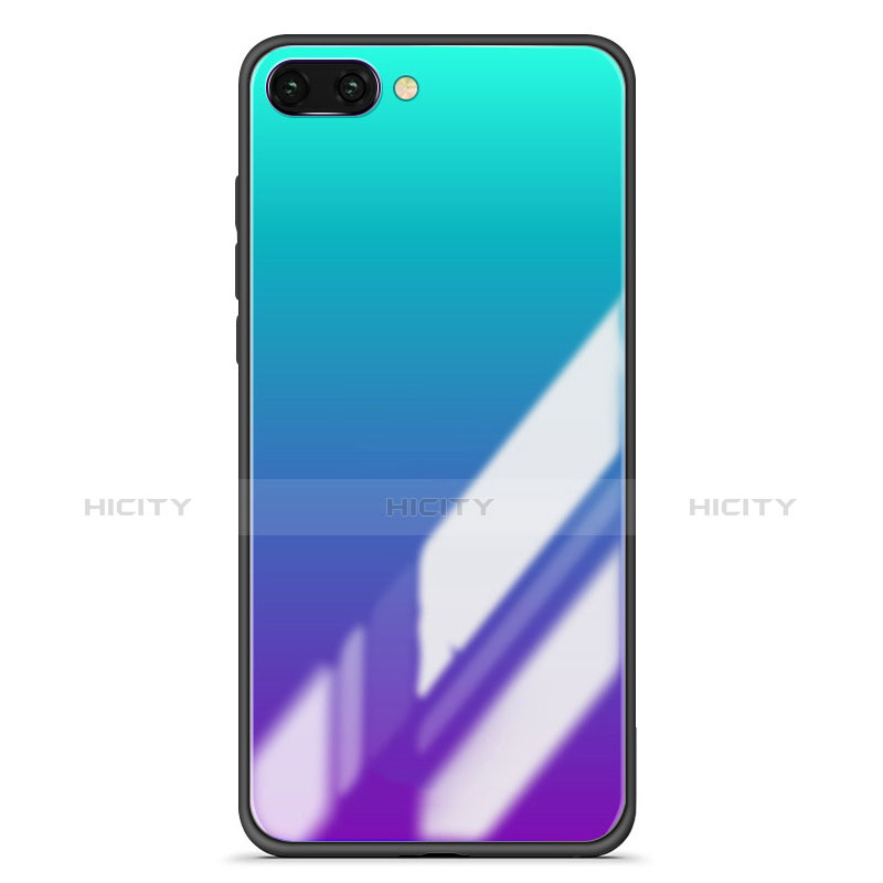 Silikon Schutzhülle Rahmen Tasche Hülle Spiegel Farbverlauf Regenbogen für Huawei Honor 10 Blau