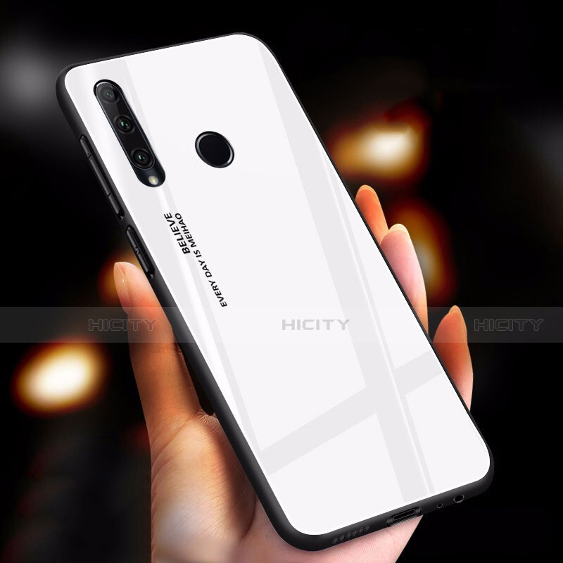 Silikon Schutzhülle Rahmen Tasche Hülle Spiegel Farbverlauf Regenbogen für Huawei Honor 20 Lite Weiß