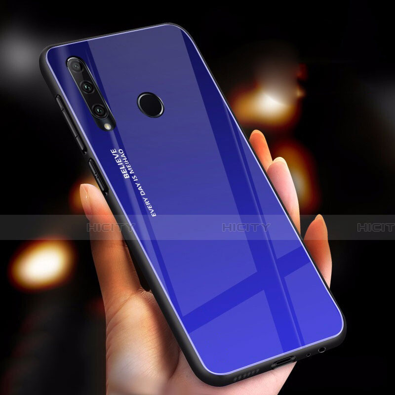 Silikon Schutzhülle Rahmen Tasche Hülle Spiegel Farbverlauf Regenbogen für Huawei Honor 20E Blau Plus