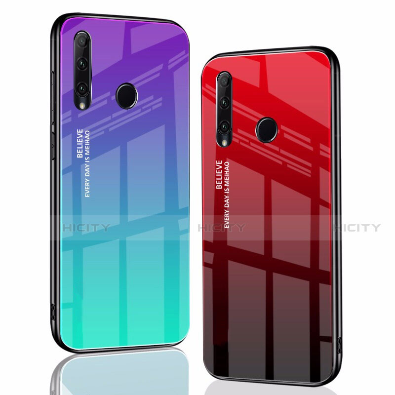 Silikon Schutzhülle Rahmen Tasche Hülle Spiegel Farbverlauf Regenbogen für Huawei Honor 20i groß
