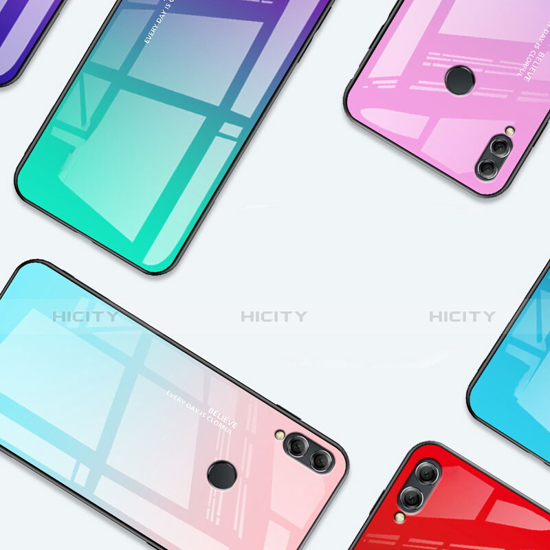Silikon Schutzhülle Rahmen Tasche Hülle Spiegel Farbverlauf Regenbogen für Huawei Honor 8X Max groß