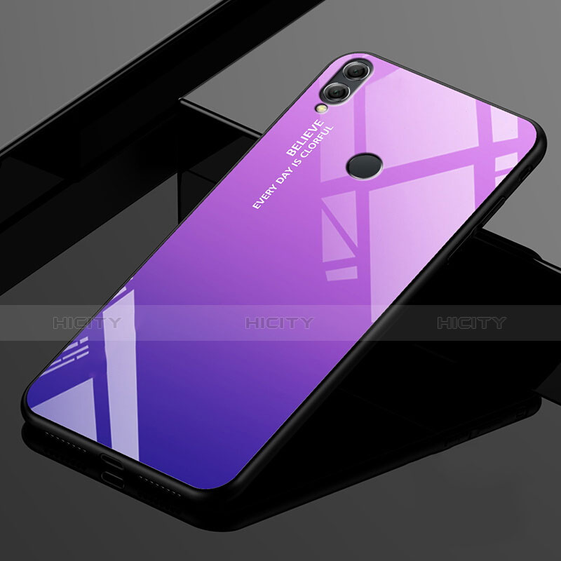 Silikon Schutzhülle Rahmen Tasche Hülle Spiegel Farbverlauf Regenbogen für Huawei Honor 8X Max Violett Plus