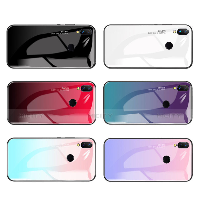 Silikon Schutzhülle Rahmen Tasche Hülle Spiegel Farbverlauf Regenbogen für Huawei Honor Play groß