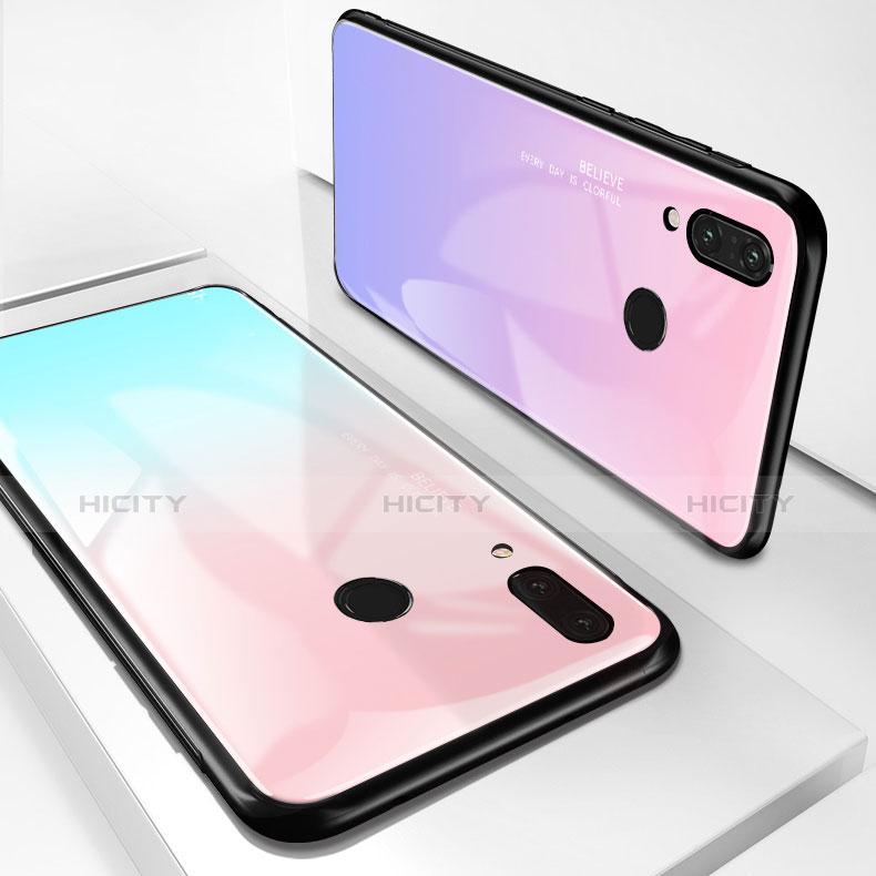 Silikon Schutzhülle Rahmen Tasche Hülle Spiegel Farbverlauf Regenbogen für Huawei Honor Play groß