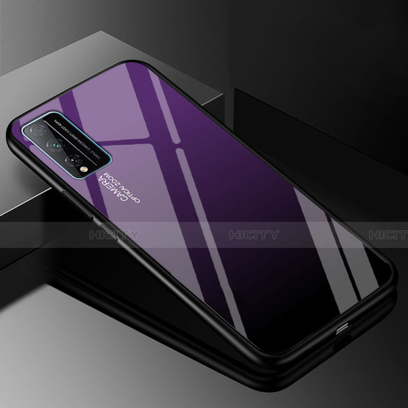 Silikon Schutzhülle Rahmen Tasche Hülle Spiegel Farbverlauf Regenbogen für Huawei Honor Play4T Pro Violett Plus