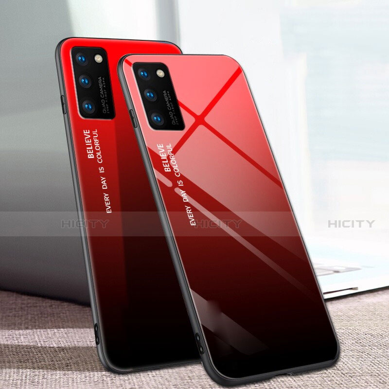 Silikon Schutzhülle Rahmen Tasche Hülle Spiegel Farbverlauf Regenbogen für Huawei Honor V30 Pro 5G Rot