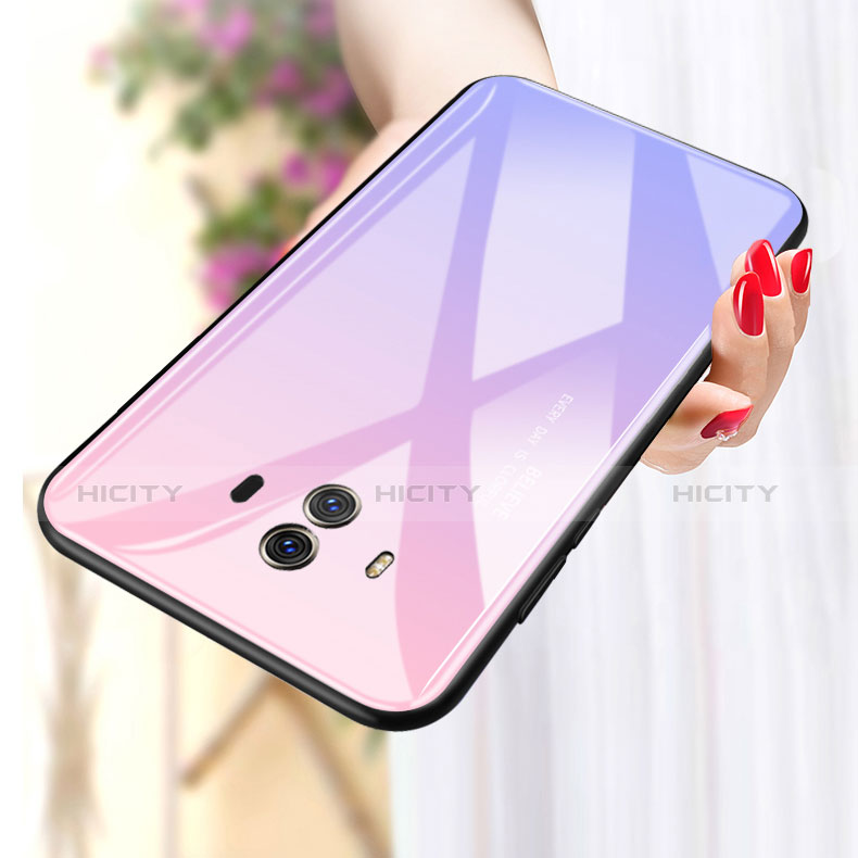 Silikon Schutzhülle Rahmen Tasche Hülle Spiegel Farbverlauf Regenbogen für Huawei Mate 10 groß