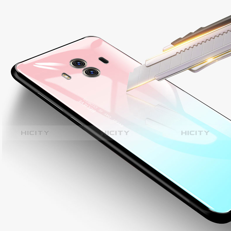 Silikon Schutzhülle Rahmen Tasche Hülle Spiegel Farbverlauf Regenbogen für Huawei Mate 10 groß