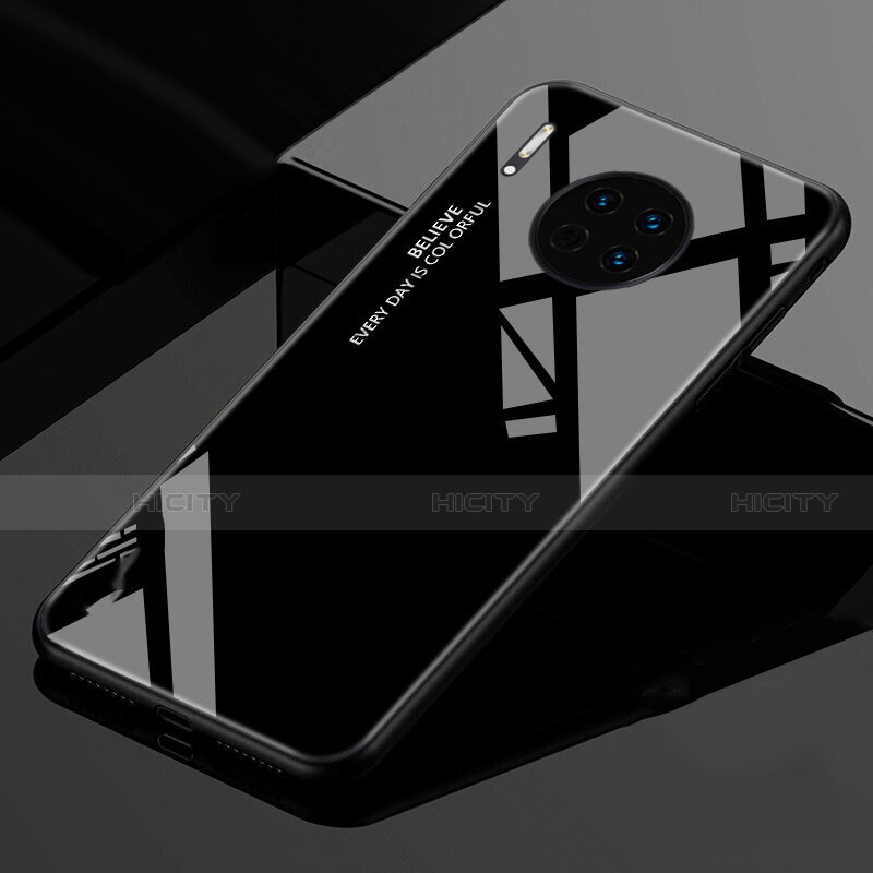 Silikon Schutzhülle Rahmen Tasche Hülle Spiegel Farbverlauf Regenbogen für Huawei Mate 30 Pro 5G Schwarz