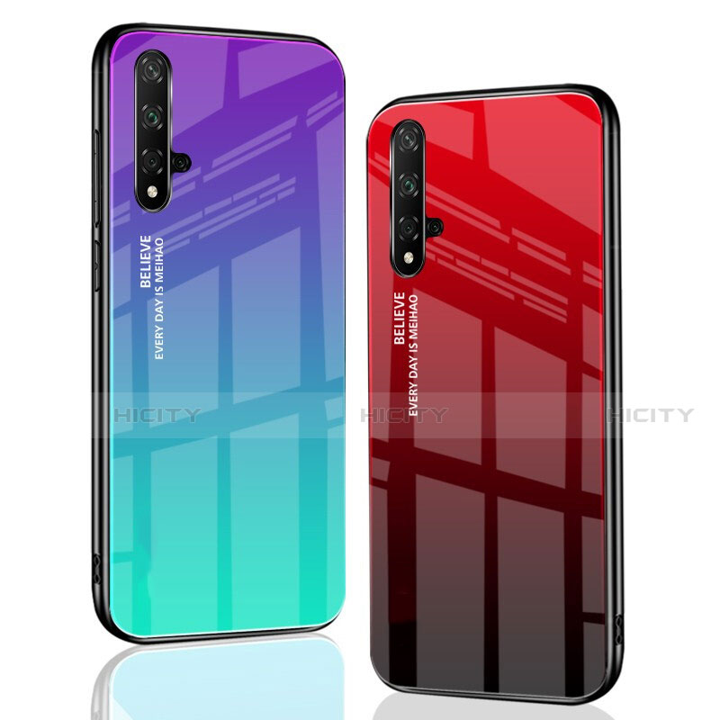 Silikon Schutzhülle Rahmen Tasche Hülle Spiegel Farbverlauf Regenbogen für Huawei Nova 5 groß