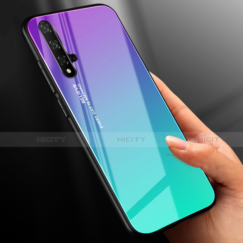 Silikon Schutzhülle Rahmen Tasche Hülle Spiegel Farbverlauf Regenbogen für Huawei Nova 5 groß