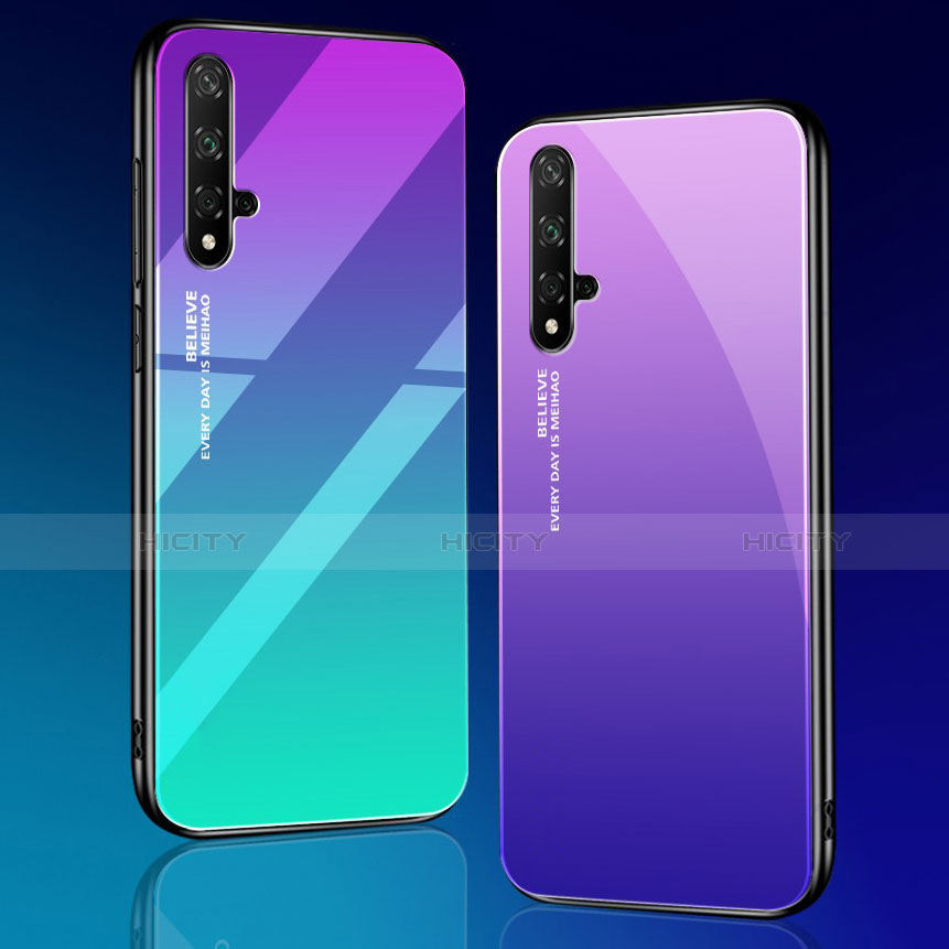 Silikon Schutzhülle Rahmen Tasche Hülle Spiegel Farbverlauf Regenbogen für Huawei Nova 5 Pro groß
