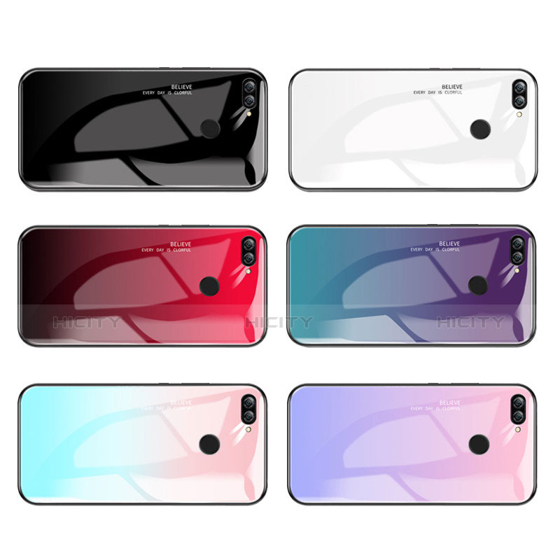 Silikon Schutzhülle Rahmen Tasche Hülle Spiegel Farbverlauf Regenbogen für Huawei P Smart groß